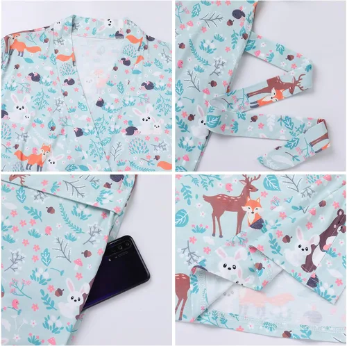 Vista 5 de AWIBMK Mom and Me Robe and Swaddle Set and T-Shirt Hospital Labor Delivery Swaddling with Headband Hat for Mom Dad Baby