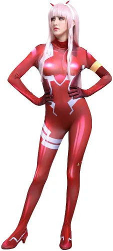 Vista 4 de Cosplay.fm Traje de batalla rojo para mujer, disfraz de anime para cosplay, overol de elastano