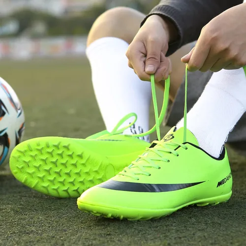 Vista 4 de luluboy Zapatos deportivos de fútbol para hombre, antideslizantes, con cordones, para interiores, para césped y futsala, para correr, deportes