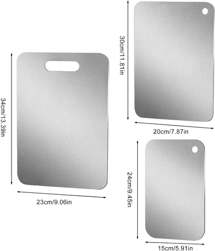 Vista 2 de Tabla de cortar, tabla de cortar de acero inoxidable, diseño de doble cara de 13.39 x 9.06 pulgadas, antidaños, herramienta de cocina para verduras
