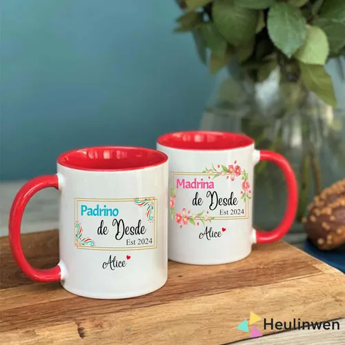 Vista 4 de Bautizo Recuerdos Juego De 2 Tazas 2024, Para Niño, Niña, Propuesta de Regalos de Dios Padrinos De Bautizo Propuesta Set 2 Tazas Café 11Oz, Regalo
