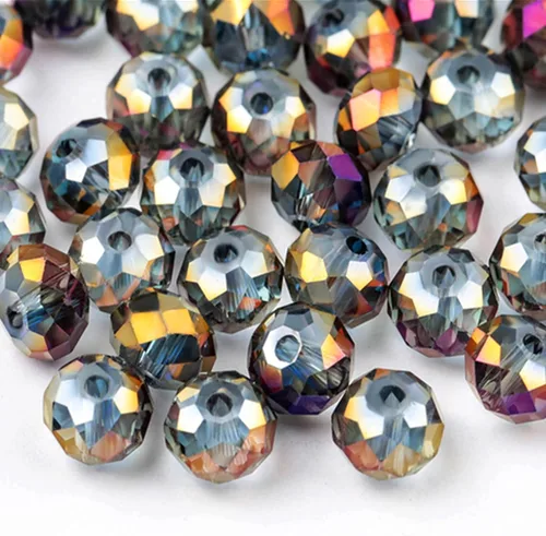 Vista 13 de 620 piezas de cuentas de cristal facetado Briolette, cuentas de rondelle azules facetas de 4 mm, 5 hebras, tamaño de agujero 1 mm, ideal para hacer