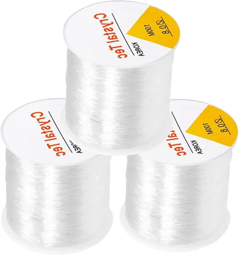 Vista 7 de Cuerda elástica de 0.020 in, cuerda elástica transparente para hacer pulseras, 131 yardas de hilo elástico transparente para cuentas de semillas