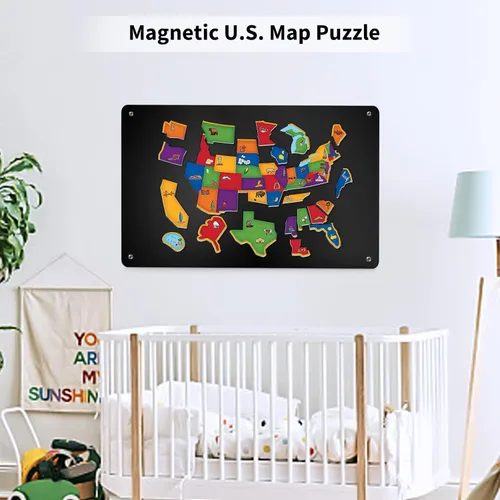 Vista 5 de Tablero magnético de metal negro de 17.7 x 11.8 pulgadas, tablero de anuncios magnético para mostrar letras magnéticas, números de animales, poesía