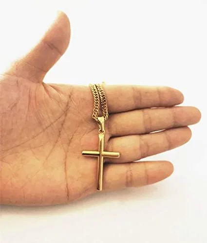 Vista 3 de FZTN Jewelry Cadena de eslabones cubanos para hombre y mujer, de 0.118in, chapado en oro de 18 quilates, joyería de moda, para llevar solo