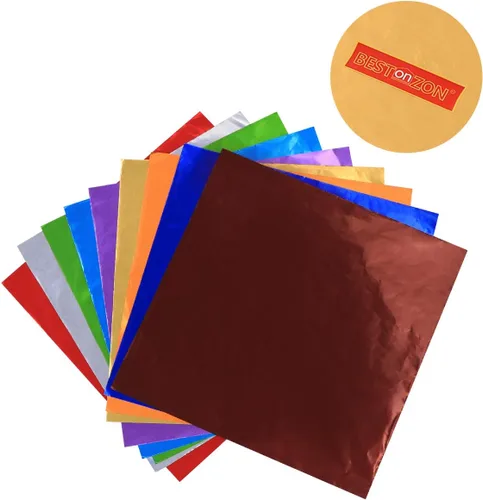 Vista 6 de BESTONZON Paquete de regalo de hoja metálica de papel de papel de 200 piezas para embalaje de dulces de chocolate