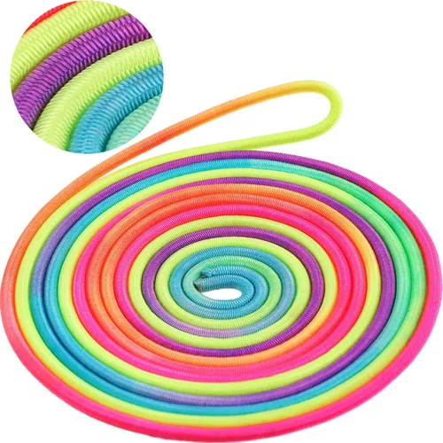 Vista 3 de Gejoy 5 piezas de cuerdas de salto chinas coloridas cuerda elástica de goma giratoria juego de fitness para jugar al aire libre en interiores