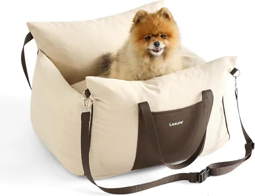 Vista 8 de Lesure Asiento de automóvil para perros pequeños - Asiento elevador para perro con parte inferior impermeable, correa de seguridad con clip
