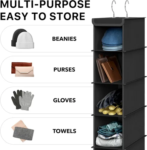 Vista 6 de Simple Houseware - Organizador de armario con 10 estantes para zapatos, colgante, negro