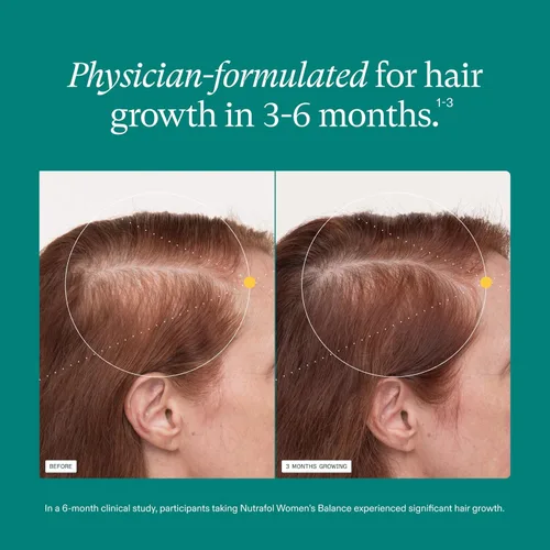 Vista 4 de Suplementos Nutrafol Women's Balance para el Crecimiento del Cabello para Mujeres, Recomendados por Dermatólogos, Edades 45 y Más, Clínicamente