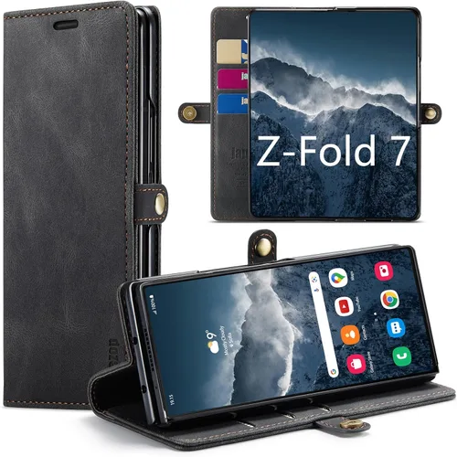Vista 16 de Funda tipo cartera para Samsung Galaxy Z Fold 3 con soporte para bolígrafo S, color negro