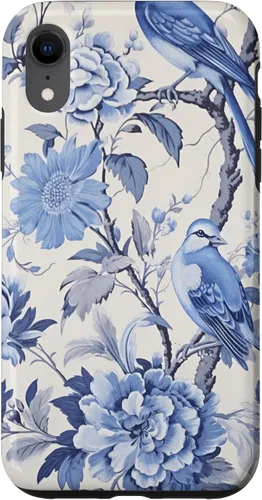 Vista 24 de Chinoiserie Floral Toile Blue and White Case for iPhone 16