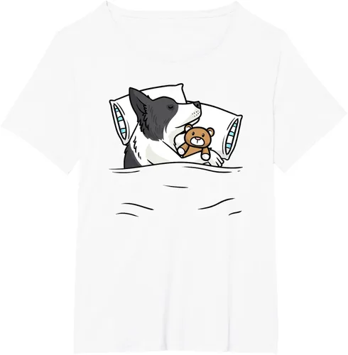 Vista 12 de Border Collie - Camiseta oficial para dormir con animales de peluche, Blanco, S