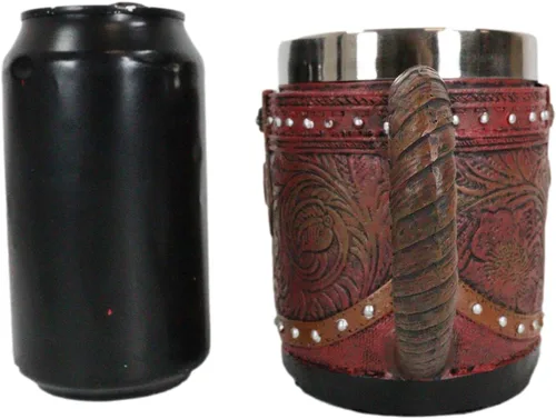 Vista 3 de Ebros Gift Bota rústica de vaquera occidental con taza de café con estrella solitaria en piel sintética con acabado floral de desplazamiento floral