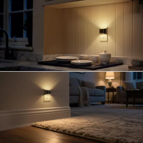 Vista 5 de DORESshop - Luz nocturna con sensor de movimiento, luces nocturnas enchufables a la pared, 3000K Negro