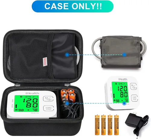 Vista 2 de BOVKE Funda de transporte para iHealth Track Smart Monitor de presión arterial superior del brazo, iHealth Bluetooth para máquina de presión Negro
