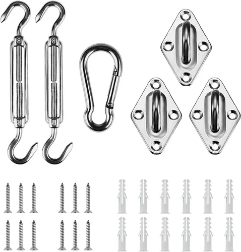 Vista 8 de Artpuch Kit de accesorios para toldo de 5 pulgadas para toldo triangular para instalación al aire libre, acero inoxidable 304