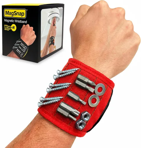 Vista 10 de Pulsera magnética MagSnap de Wrap-It Storage - Gris grafito - Gran regalo para papá cinturón de herramientas y soporte de tornillo