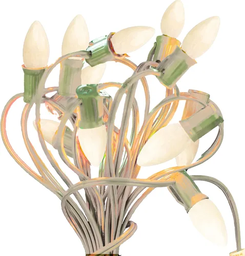 Vista 4 de Luces de cadena para interiores y exteriores, C7 E12, bombillas de repuesto de cerámica para Navidad, color blanco opaco sólido