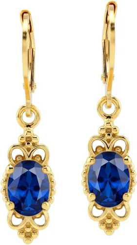 Vista 4 de Silvershake - Aretes de plata de ley 925 con piedra natal ovalada, 8 x 6 mm, acabado antiguo o bañados en oro amarillo, estilo balinés, con cierre