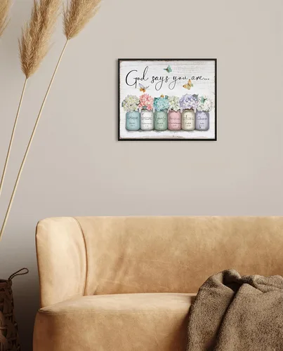 Vista 4 de Dios Dice Que Eres Arte de Pared: Arte de Pared con Versículo Bíblico Cristiano Inspiracional, Escritura Religiosa, Regalos de Aliento para Mujeres