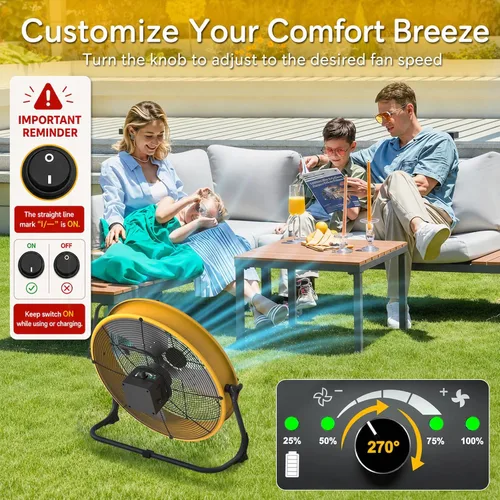 Vista 5 de T-SUNUS - Ventilador de piso con batería de 16 pulgadas, ventilador