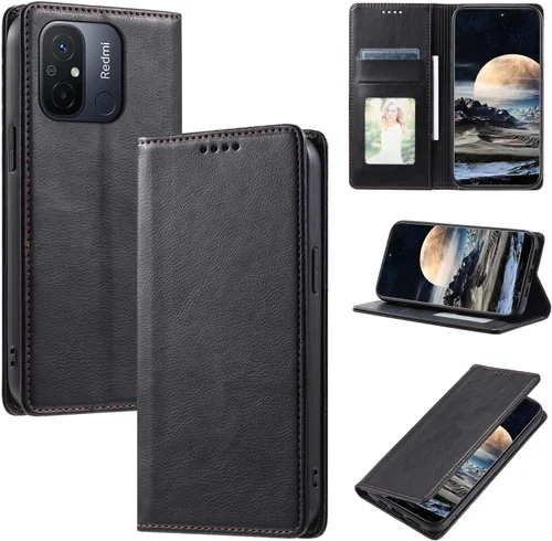 Vista 64 de Funda de cuero compatible con Google Pixel 7, compatible con Google Pixel 7 5G GVU6C GQML3 Flip Folio PU Funda de cuero negro
