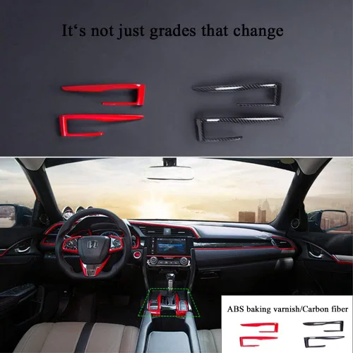 Vista 6 de XITER Panel de engranajes de fibra de carbono y plástico ABS, decoración de caja de cambios, accesorios para Honda 10th Civic 2016 2017 2018 2019