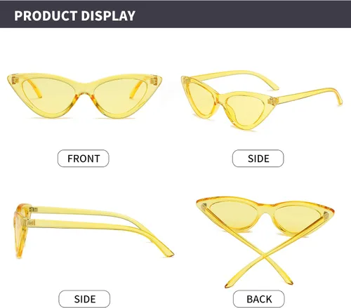 Vista 3 de Lentes de sol retro para mujer, con marco de plástico y diseño con estilo ojo de gato YOSHYA