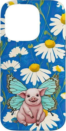 Vista 17 de Adorable Pig Piglet with Butterfly Wings Daisy Flower Sweet Case for iPhone 17