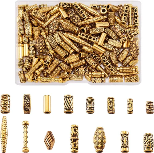 Vista 31 de Craftdady 600 cuentas espaciadoras tibetanas de 10 estilos, colores mezclados, aleación de metal, dijes para pulseras, collares, suministros
