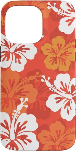 Vista 21 de Carcasa para iPhone 17 con diseño de flores hawaianas tropicales de hibisco naranja Y2K
