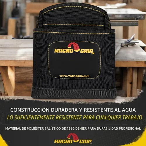 Vista 4 de MagnoGrip Bolsa para clavos de 3 bolsillos con almacenamiento magnético integrado - Poliéster balístico 1680D duradero, interior y exterior