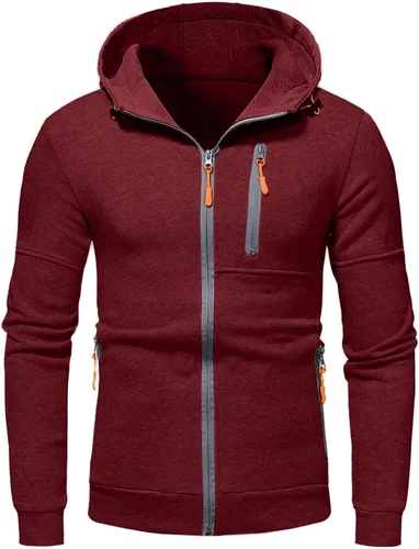 Vista 2 de Hooded T Shirts for Men Midweight Long Sleeve Casual Tops with Hood Stretch Print Graphic Athletic Pullover