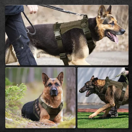 Vista 7 de Arnés táctico para perros grandes, ajustable sin tirones, chaleco para perro de servicio adecuado para entrenamiento, caminar y viajar, arnés
