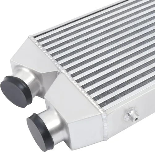 Vista 7 de Intercooler turbo universal de aluminio de 2.5 pulgadas de E/S de 24.5 x 12.5 x 3 pulgadas, un lado universal de aluminio Turbo Intercooler