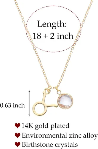 Vista 2 de TGOLM 14k Gold Plated Zodiac Birthstone Pendant Necklace, Horoscope Sign Charm Necklace for Women Girls' Birthday Gift