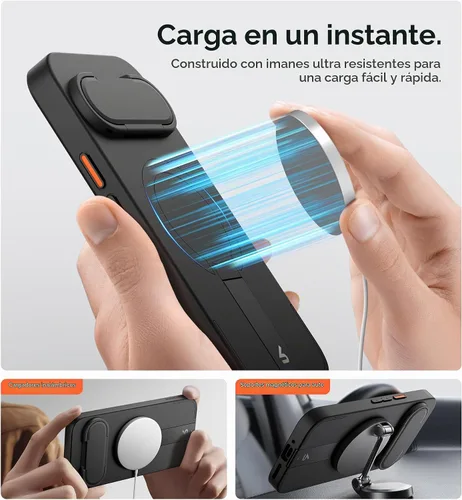 Vista 3 de SURITCH Funda para teléfono Google Pixel 9 Pro XL, compatible con MagSafe, funda protectora con cubierta de cámara y soporte de metal ajustable