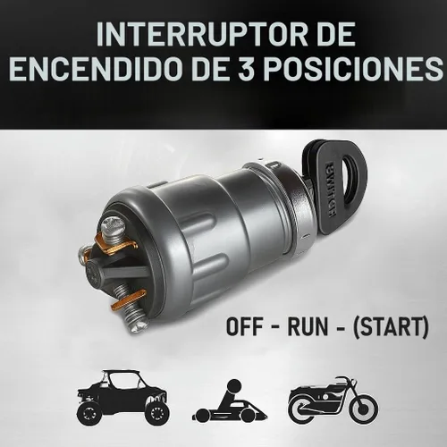 Vista 2 de MGI SpeedWare Interruptor de llave de encendido universal de 3 cables para automóviles, buggies, cortacéspedes y Go Karts, apagado/encendido