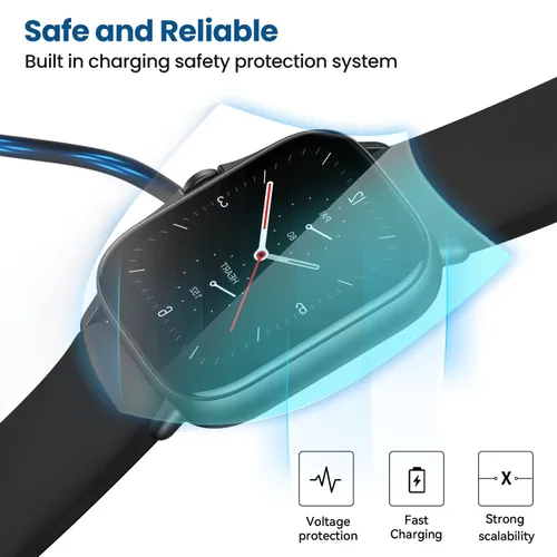 Vista 5 de Cargador magnético universal para reloj, distancia entre pines de 0.300 in, compatible con reloj inteligente (negro)