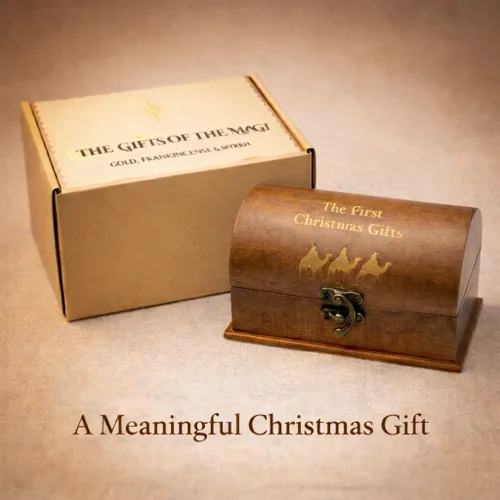 Vista 6 de Regalos de los Tres Reyes – Juego de regalo de oro, incienso y mirra de Tierra Santa – Juego de recuerdos de la Natividad – Caja de exhibición