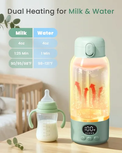 Vista 4 de Portable Bottle Warmer - Dual Heating Modes for Breast Milk & Water, 17 Ounces, Fast Heating, Long Lasting Battery, Ideal for Travel, Outdoor, Baby