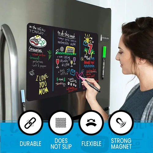 Vista 14 de Cinch - Pizarra blanca magnética para refrigerador de 17 x 11 pulgadas, más 4 marcadores y borrador grande con imanes, pizarra magnética