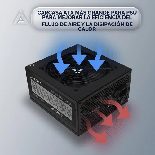Vista 3 de Apevia ATX-SP700 Spirit 700W ATX Fuente de alimentación, ventilador de 4.724 in, todas las protecciones 120mm Auto Thermal Controlled Fan, Quiet