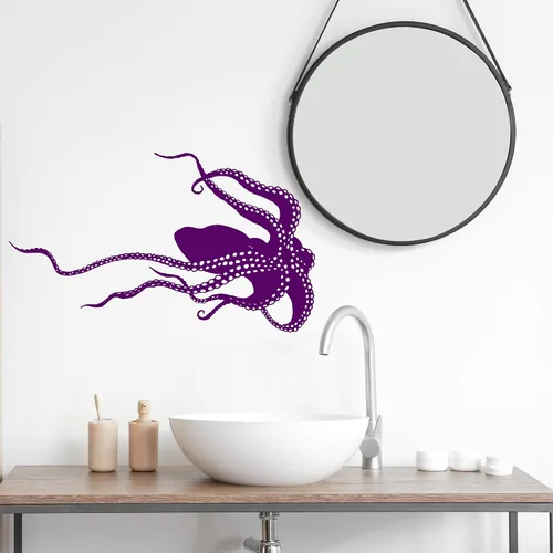Vista 4 de Vinilo adhesivo para pared, diseño de pulpo, tentáculos, monstruo, animales marinos, poulpe, calcomanías de baño, decoración grande