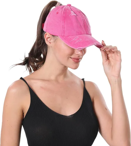 Vista 3 de Gorras de béisbol para mujer con diseño de cola de caballo ajustables cruzadas y cruzadas