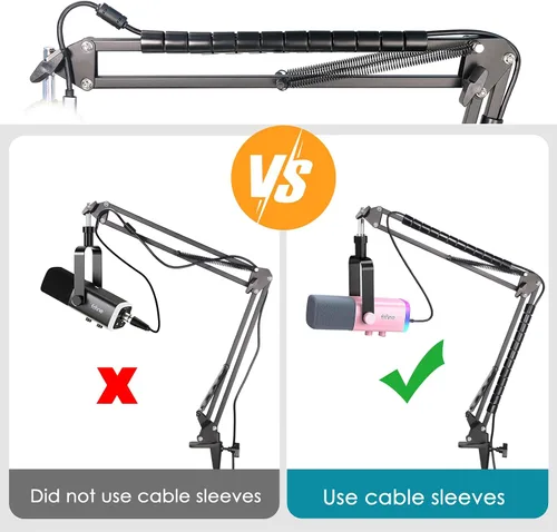 Vista 5 de Brazos de Boom Compatibles con Micrófono Dinámico Fifine (AM8), Brazo de Micrófono para Podcast de Juegos Fifne XLR/USB, Grabación de PC, Brazo