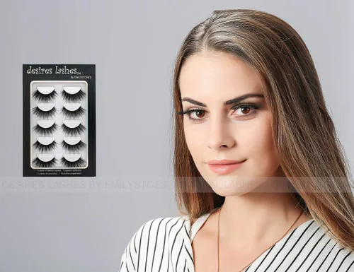 Vista 3 de Pestañas naturales 3D de visón sintético, paquete múltiple, 5 pares, sensuales