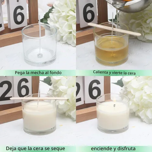 Vista 4 de MILIVIXAY Paquete de 20 tarros de vela de vidrio transparente de 4 onzas con tapas y kits de fabricación de velas, tarros pequeños vacíos a granel