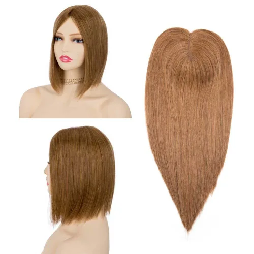 Vista 11 de originea Toppers de cabello humano 100% Remy con flequillo para mujer, base de seda, con clip, extensiones para adelgazar el cabello/cubierta